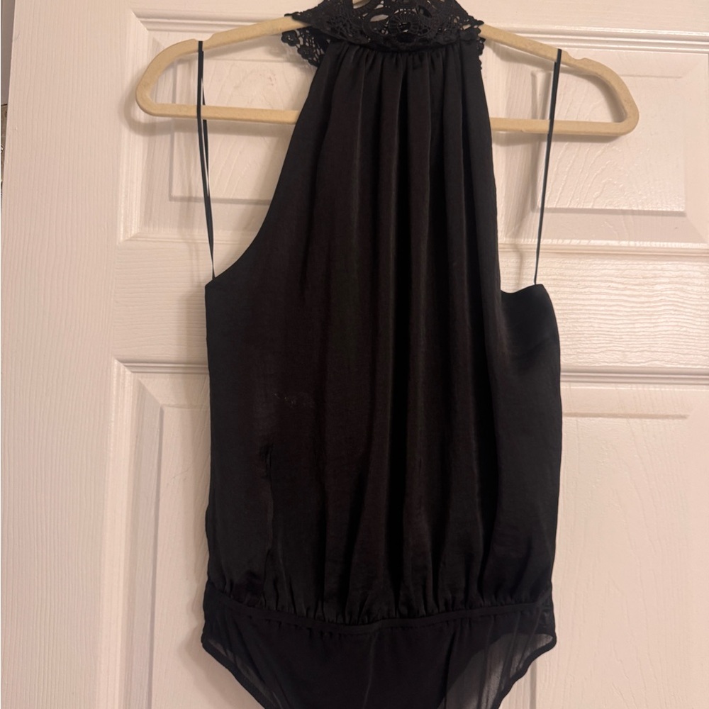 Elegant Black Lace Halter Bodysuit